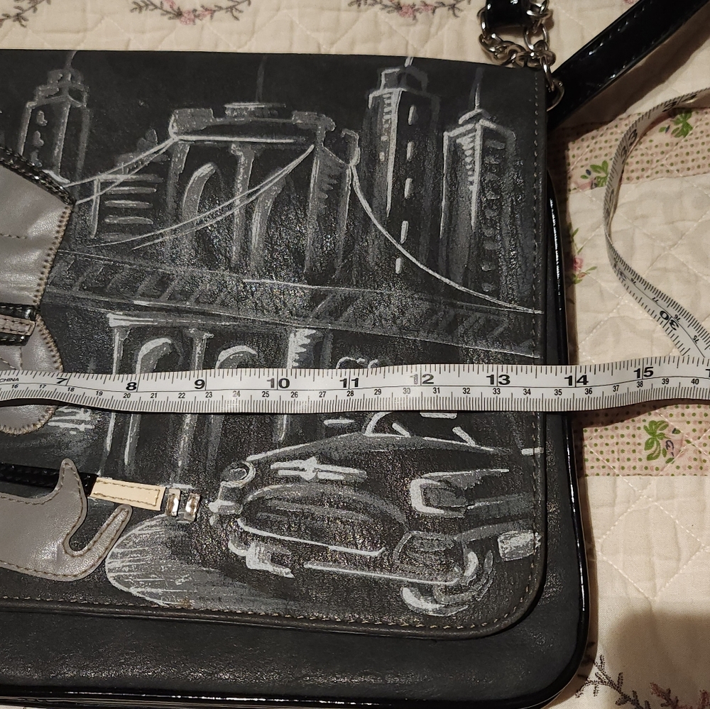Braccialini Designer Grey Bag Applique Noir Woman City Detective. Prelov… - Picture 4 of 14
